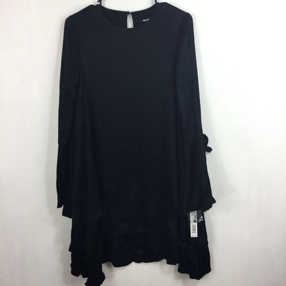 Gianni Bini Womens Bella Satin Crepe Bell Sleeve Ruffle Dress Black Size XS NWT - Picture 7 of 9